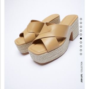 Zara heeled leather wedges, size 9